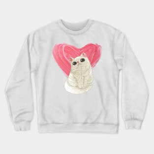 I Love My Cat Heart Design Crewneck Sweatshirt